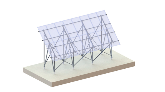 Sistema di scaffalature piane in alluminio per strutture solari montate a terra in alluminio